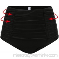 ANTSANG Womens High Waisted Bikini Bottom Shorts Ruched Tankini Shirred Swim Brief Tummy Control Black XXXL B07CV5DT7M